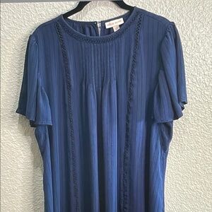 Knox Rose Navy Pleated Blouse